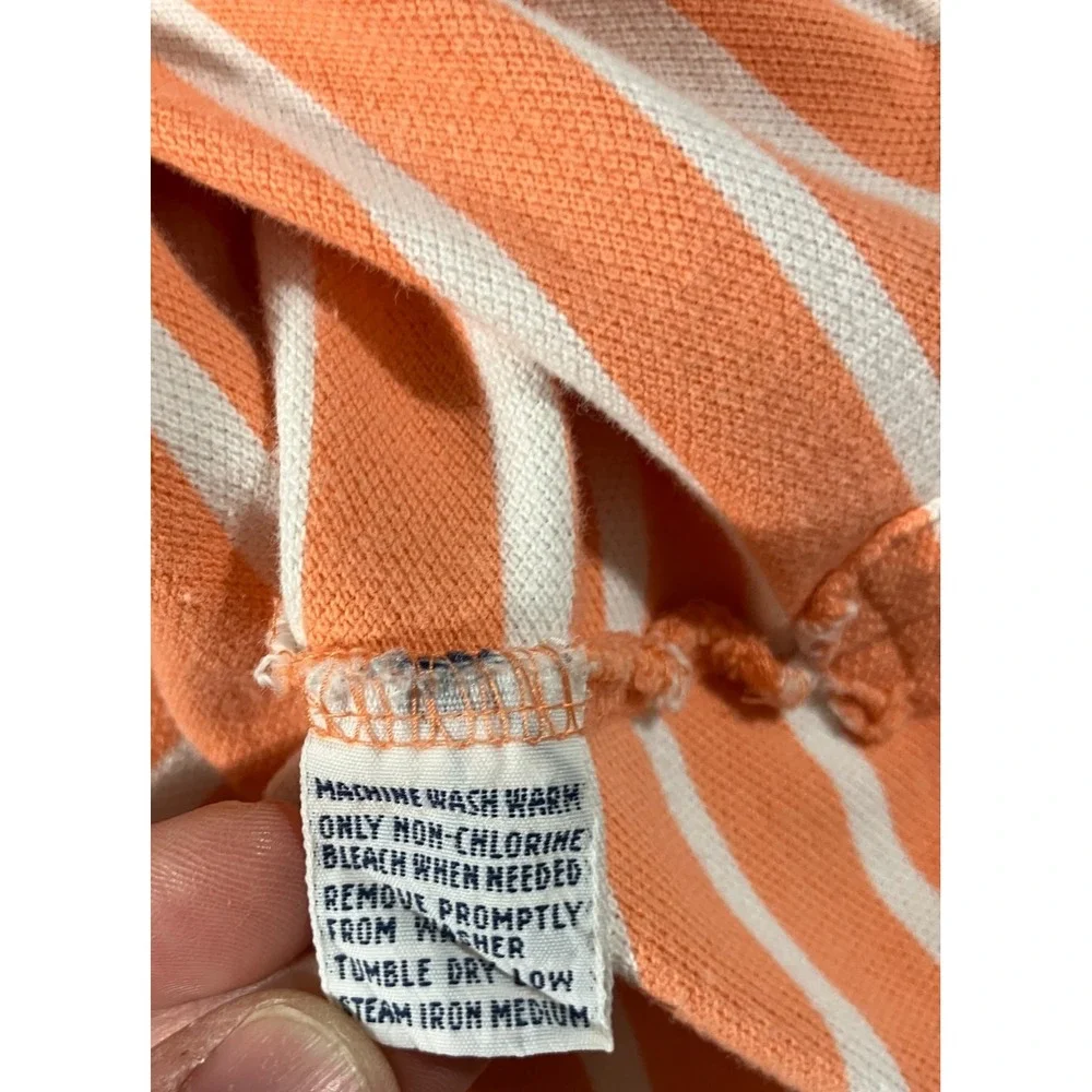 Polo Ralph Lauren Pique Short Sleeve Polo Mens XL Orange White Cotton Preppy